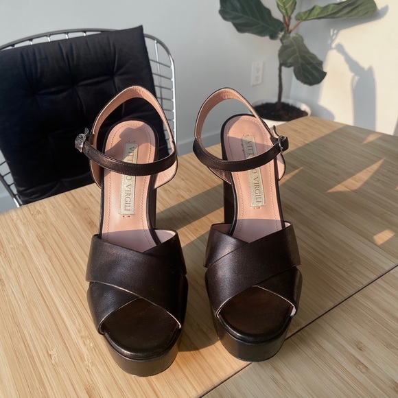 Platform chunky heels, genuine Italian leather - Picture 3 of 7